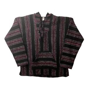 XXL Baja Mexico Kangaroo Drug-Rug Poncho Hoodie Oversized Speckle Black&Pink NWT